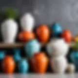 A collection of elegant ceramic pots in various shapes and sizes.