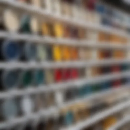Exterior paint options displayed in a store