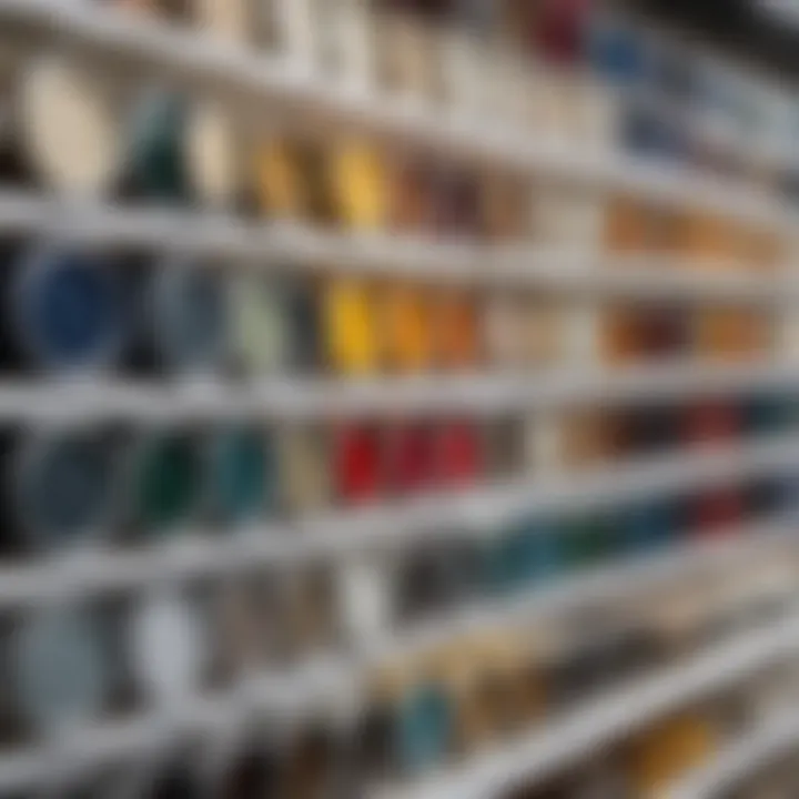 Exterior paint options displayed in a store