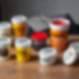 Various types of PVA glue in different containers