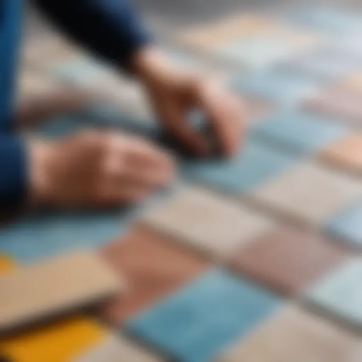 Person examining tile quality and texture