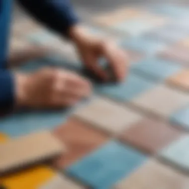 Examining Tile Quality Person examining tile quality and texture
