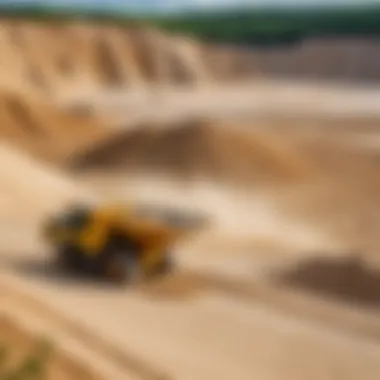 A scenic view of a sand quarry showcasing different types of sand.