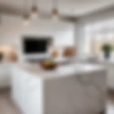 Stylish Interior Featuring White Quartz Elegant interior showcasing white quartz countertops