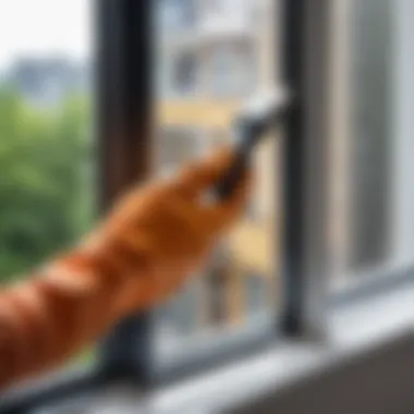 Effective cleaning technique using a window scraper.