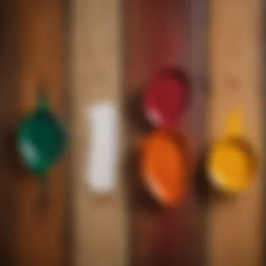 Wood surface showcasing different paint finishes