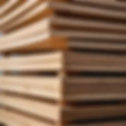 A close-up of 50mm wooden boards stacked neatly.