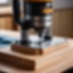 Close-up view of a wood router showcasing its intricate parts.