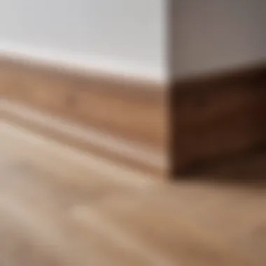 Close-up view of wooden skirting boards highlighting texture and finish.