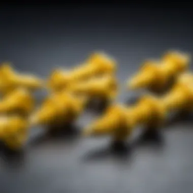 Close-up of yellow screws showcasing their unique coating